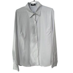 Jonivey Long Sleeve Button Front Shirt Women XL White Career Business Casual NEW